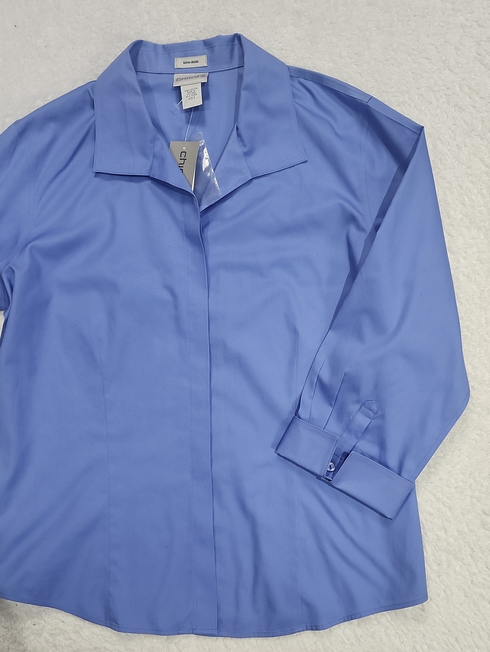 Chico's Non Iron Effortless Cotton Cordova 3/4 Sleeve Shirt New With Tags - Picture 2 of 9